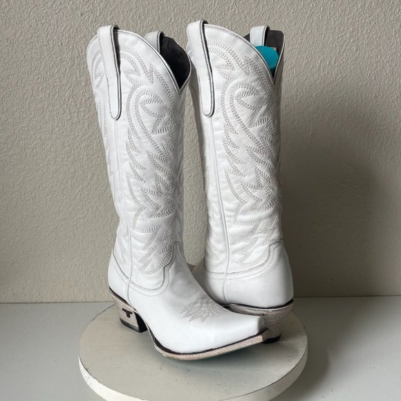 Lane Boots Shoes - Lane Boots SMOKESHOW Womens 7.5 White Leather Stitched Snip Rodeo Cowgirl FLAWS